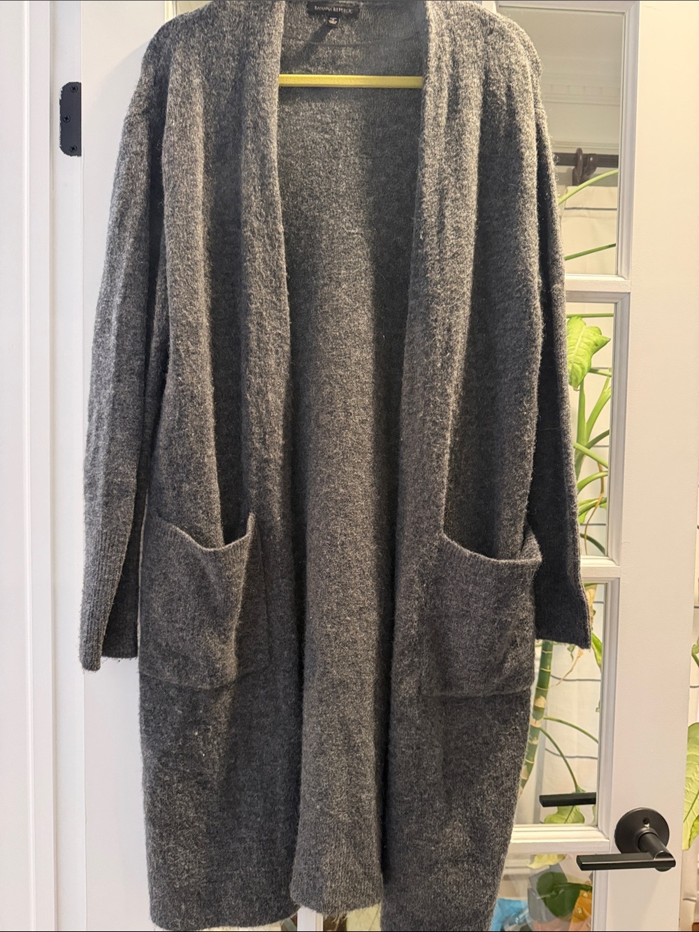 Banana Republic Charcoal Gray Open-Front Long Cardigan